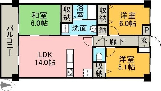 ルネス下中野マンションの間取り