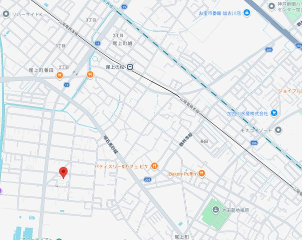 加古川市尾上町養田　新築の地図