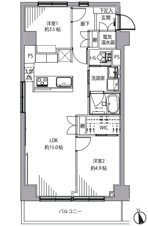 ジョイフル門前仲町第一の間取り|南向き・3方角部屋住戸につきまして日当り・通風良好。新規リノベーション施工が完了致しましたのでいつでも内覧が可能です。安心のアフターサービス保証付きですのでご購入後も安心して暮らせます。