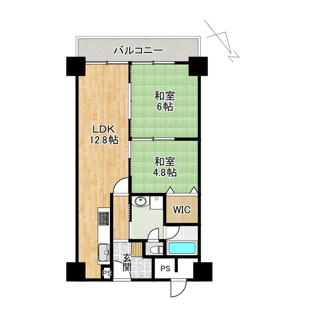 【リフォーム済】シャルマンコーポ草津　7Fの間取り