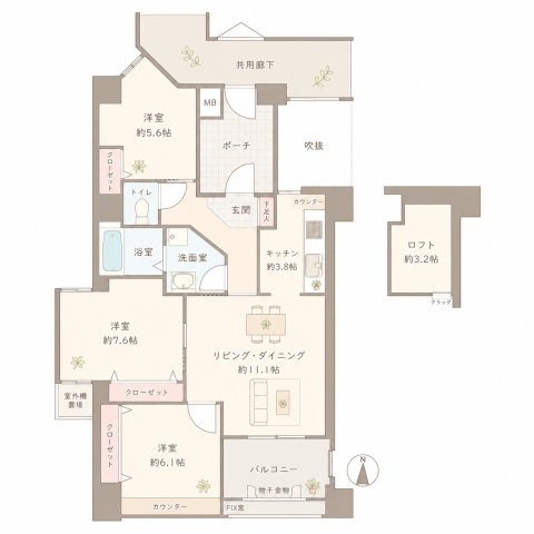 エルフラッツ萱島の間取り|間取り図はいかがですか？ご希望を叶える間取りですか？リビングの広さは？水回りの位置は？カウンターキッチン？など色々な情報が集約されています。弊社ではリフォームなどのご相談も承っております。
