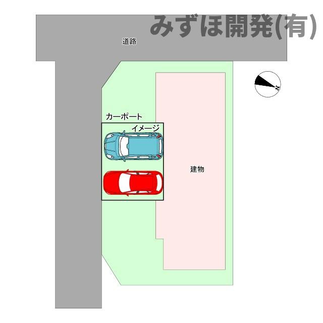山形市緑町2-10-16の区画図|カーポート2台分設置予定です
