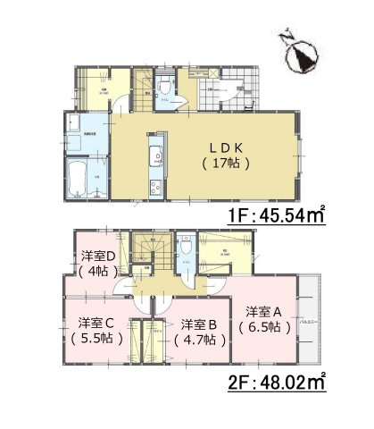 春日市昇町4丁目第1-3棟（3号棟）の間取り|全居室収納付きで便利です。
