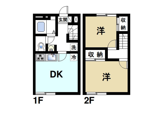 レオパレスＭの間取り|2DKの間取りです