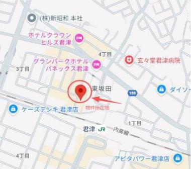 君津市東坂田２丁目の店舗事務所の地図
