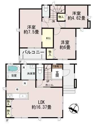 宜野湾市嘉数（全8棟）BCEGH号棟の間取り|E号棟　4290万円