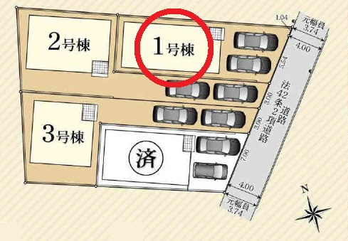 安城市池浦町第4　新築分譲住宅　全4棟　1号棟の区画図