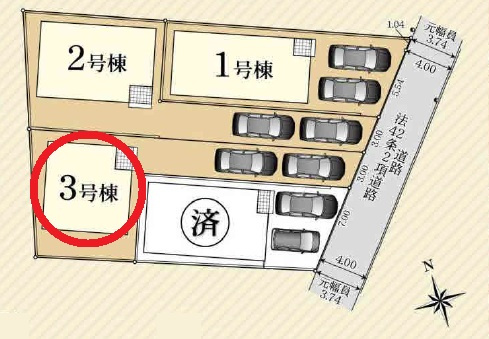 安城市池浦町第4　新築分譲住宅　全4棟　3号棟の区画図