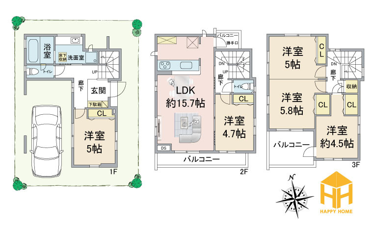ブルーミングガーデン東鳴尾町2丁目新築一戸建て│4LDK+駐車1台可の間取り|※現況と図面が異なる場合現況を優先いたします。