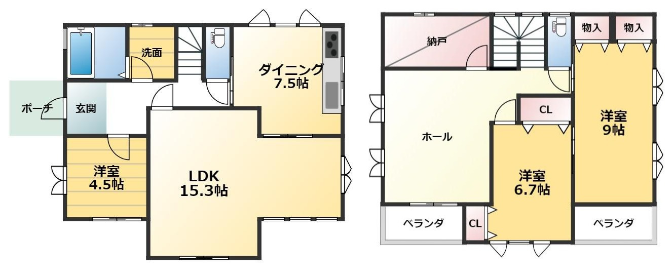 筑西市乙中古戸建の間取り