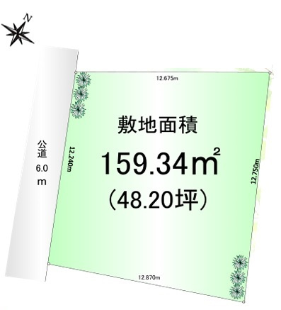 狭山市広瀬台1丁目　建築条件なし売地　西武新宿線『狭山市駅』バス18分　【広瀬小学区】の土地図