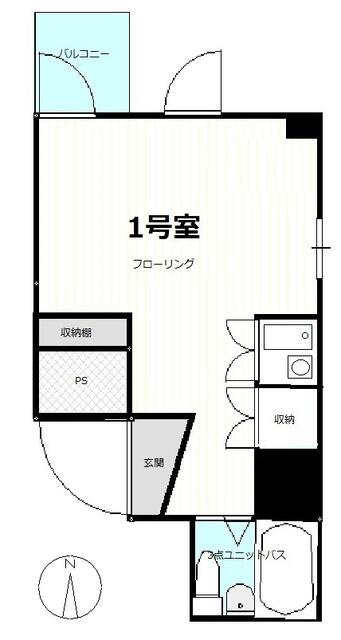 ワンルーム　３点ユニットバス