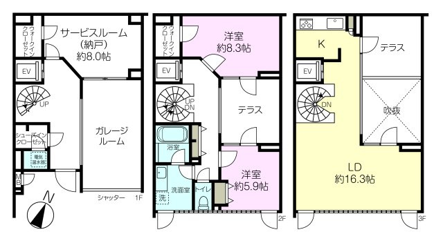 サンクタスコート芦屋バーティカル・ヴィラ棟Dの間取り