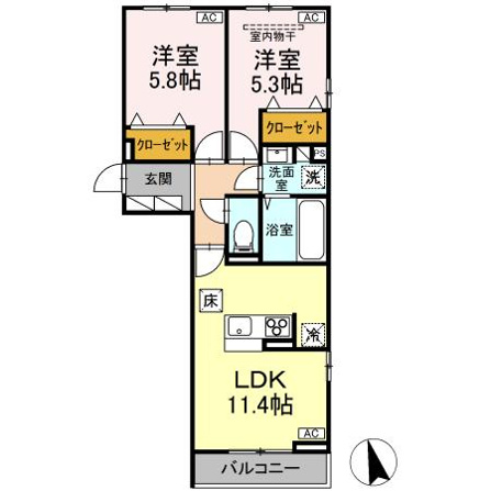 Ｄ－ＲＯＯＭ六十人町　Ａ