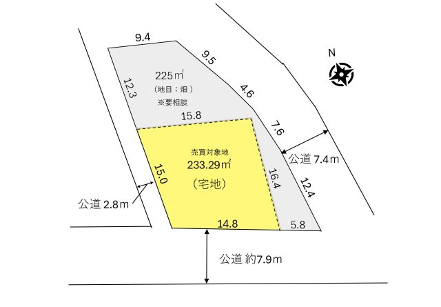 土地　鶴ヶ島市脚折の区画図|敷地面積233.29㎡