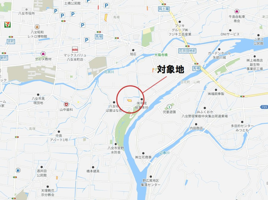 売地)八女市馬場の地図