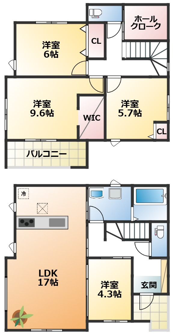 リガーレ塩谷郡高根沢町24期の間取り|南向きで陽当たりの良い間取りです