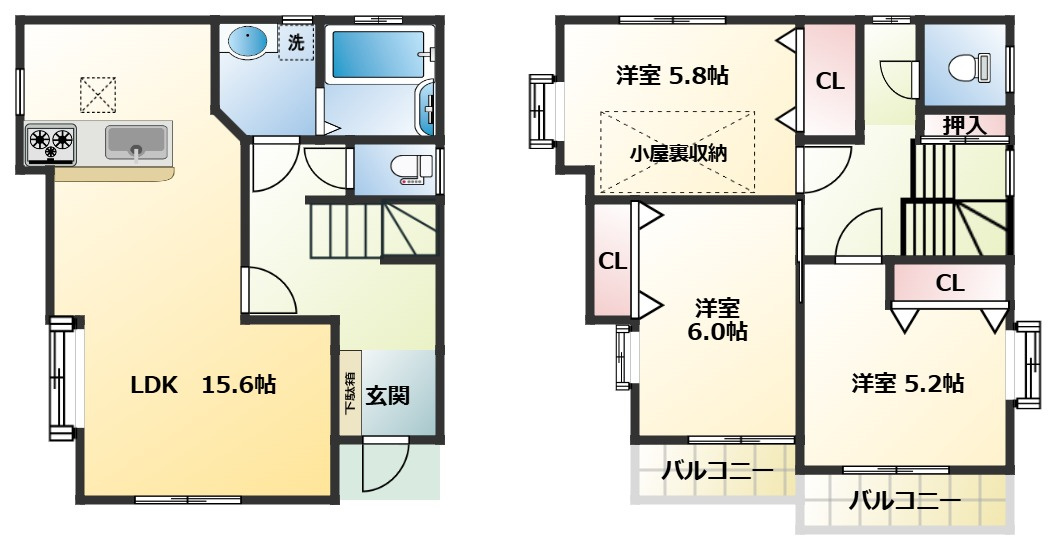 西東京市柳沢１丁目の一戸建ての間取り