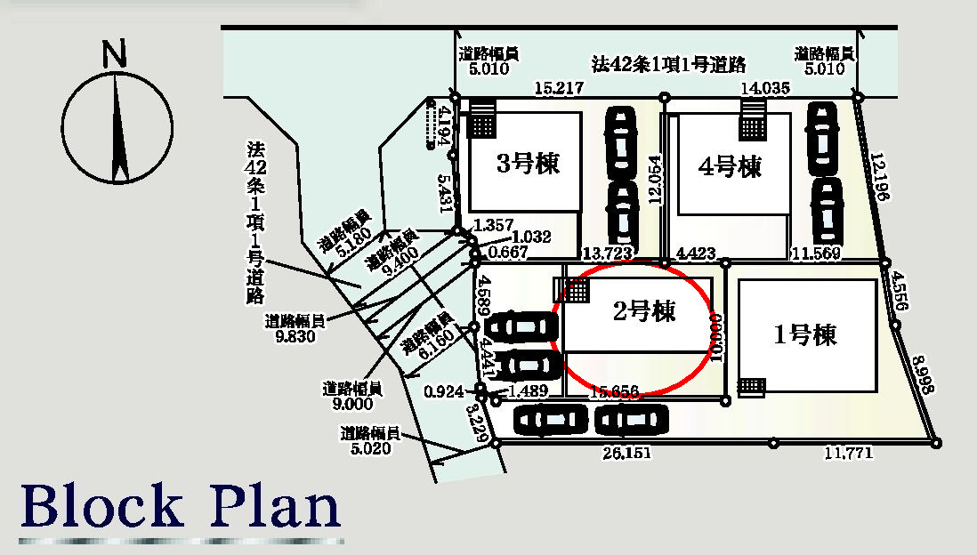 クレイドルガーデン前橋市稲荷新田町第３　２号棟の区画図|駐車場は２台以上とめられます！出し入れ楽々並列駐車！
