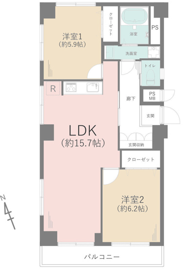 【間取り】 | エンゼルハイム大野台 | 2LDKは、リビングダイニングキッチンと二つの居室がある間取りでございます。夫婦や小さなお子さんのいるご家庭に特におすすめで、リビングで家族団らんを楽しみつつ、個室でプライベートな時間も確保できます。