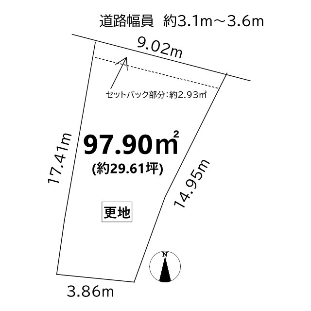 田中里ノ内町 建築条件なし 土地の土地図