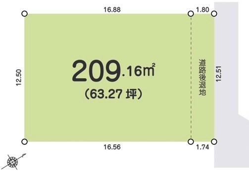 狭山市堀兼　建築条件なし売地　西武新宿線『新狭山駅』徒歩34分　【堀兼小学区】の区画図