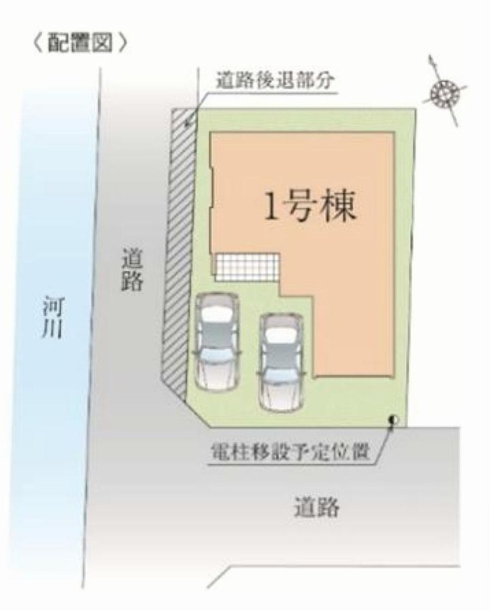 三郷市新和3丁目　新築戸建の区画図|家族の車＋来客用にも便利な並列2台駐車