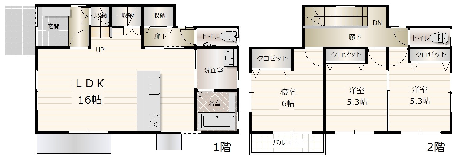 岡山市北区花尻ききょう町 中古住宅の間取り|◆収納豊富な3LDKの間取りです。