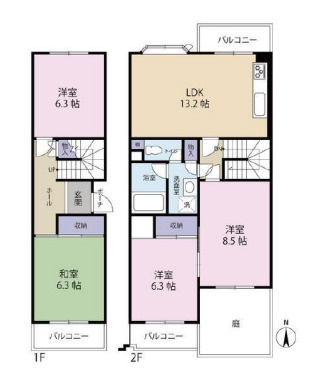 タウン上八事５号棟の間取り