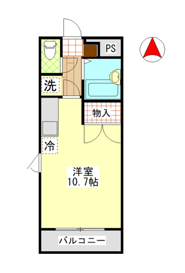 【間取り】 | コンフォール | 岡山市北区下中野　コンフォール　1K　間取り