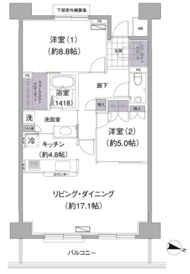 【間取り】 | アビティ目黒 | Hタイプ