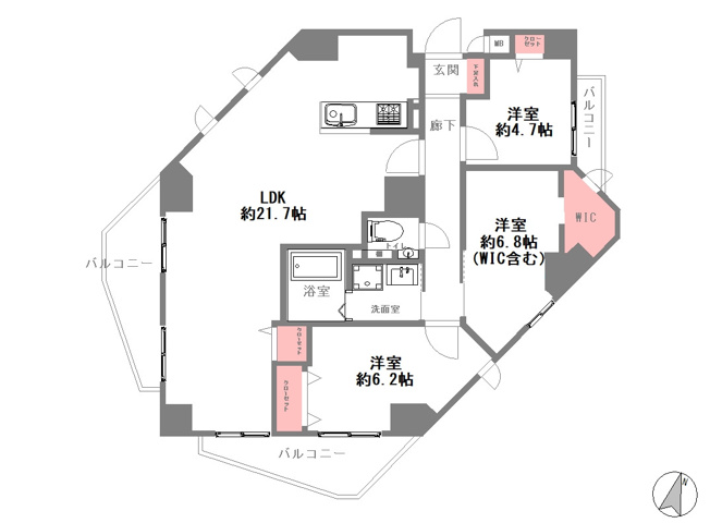 【間取り】 | グランフレージュ四天王寺 | 角部屋！全居室に窓が有り、採光・通風良好