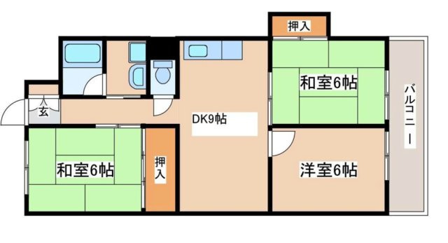 パインハイツ住吉の間取り|全居室6帖以上、家族で広々と使えます

