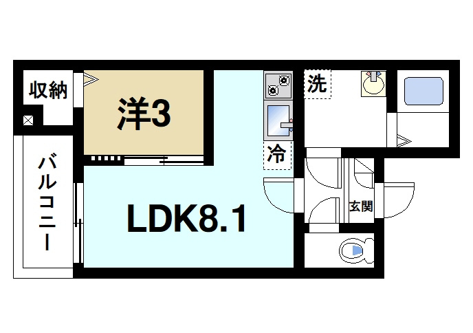 ジーメゾン奈良大安寺の間取り|1LDKの間取りです