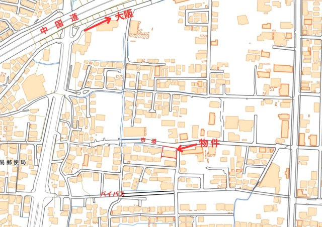 津山市山北アパート・貸店舗付きの地図