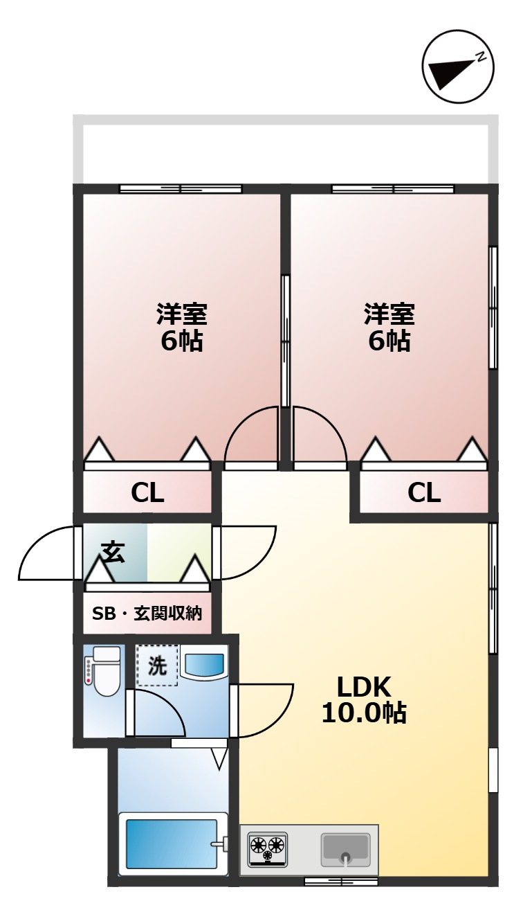 パインヴィレッジ　駅近　1フロア2住戸　3方角住戸の間取り