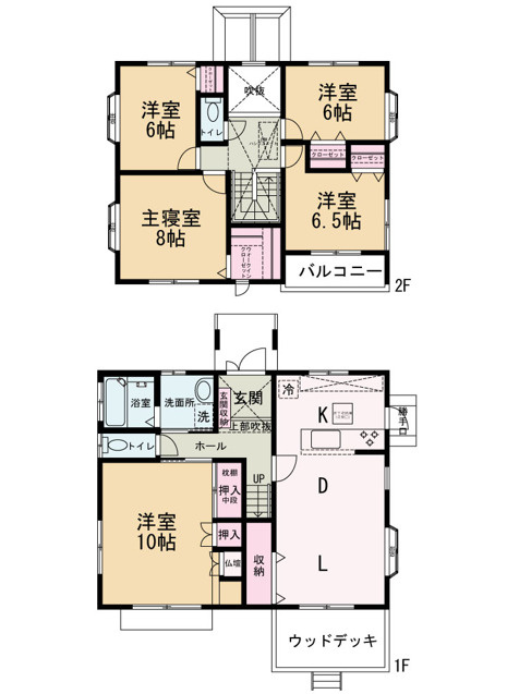 西の丘２丁目戸建て(ニシノオカ)の間取り|お子様が多いご家庭や二世帯にも対応