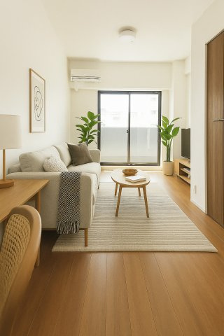 MELIA AOYAMAの居間・リビング|バーチャルステージングの写真となります。家具家電等は付帯しません。参考にご覧くださいませ。