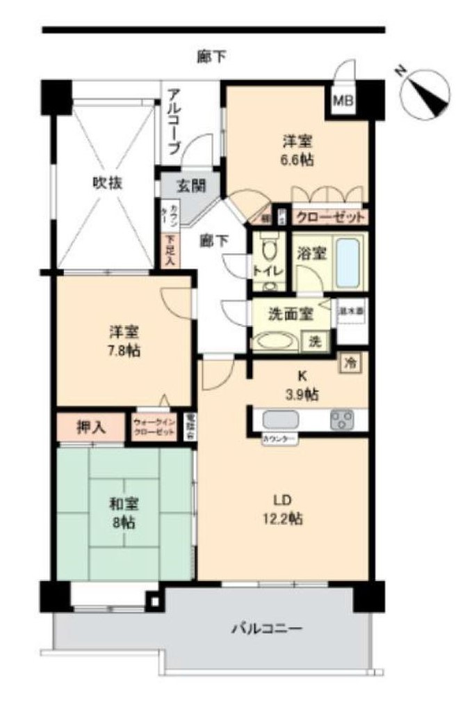 マイキャッスル湘南サン・ヴェローナ壱番館　4階の間取り|導線を考えられた間取り