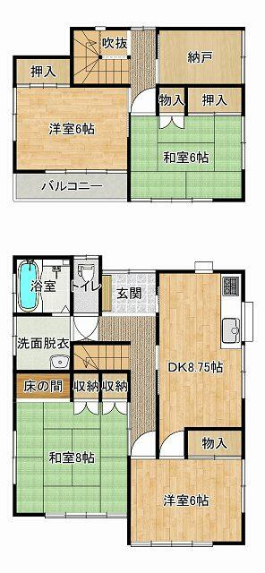 宇都宮市岩曽町　4ＳＤＫ　中古住宅の間取り