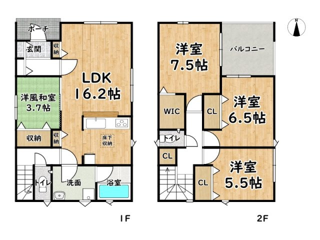 姫路市広畑区蒲田第13/新築戸建の間取り