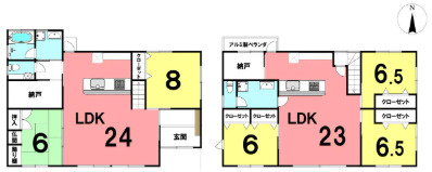 【大型2世帯住宅】香南市吉川町吉原　中古一戸建ての間取り|開放的なLDKが魅力の機能的な2階建て。