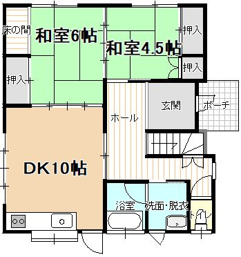 鶴岡市北茅原町　中古住宅の間取り|1階間取り図（現況優先）