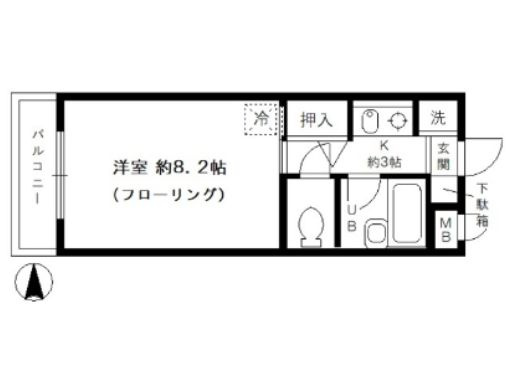 ファインコート北新宿の間取り|1Kタイプ☆