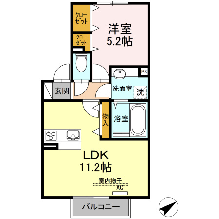 合志市須屋のアパートの間取り