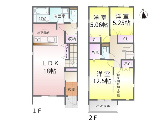 春日井市気噴町北(全2棟)の間取り