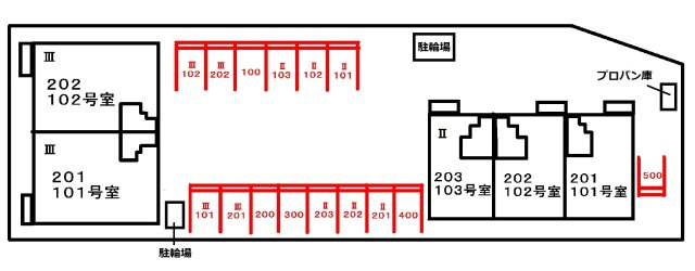 ハイム高岡　Ⅲの区画図|駐車場
