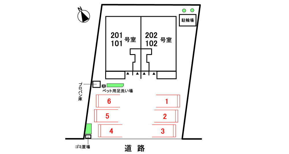 メゾンＫＭの区画図|駐車場