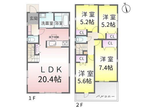 名古屋市名東区代万町241②(残1棟)の間取り