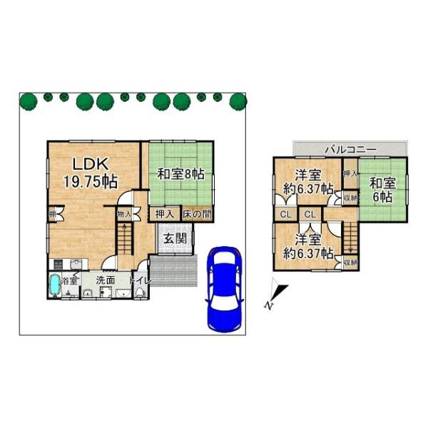 北葛城郡河合町高塚台２丁目の中古一戸建の間取り|■広々リビング約１９帖り！各居室収納ありなど、ご家族のお住まいにピッタリです！